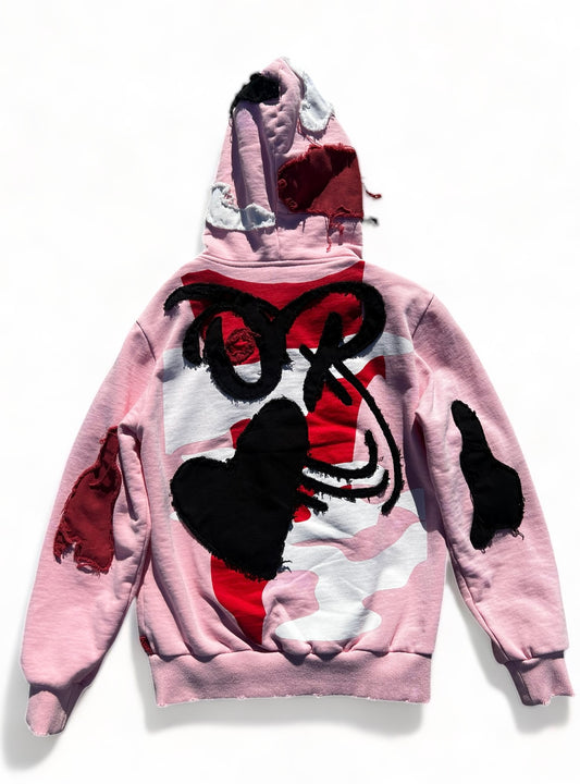 Abstract Distressed OP Full Zip Up